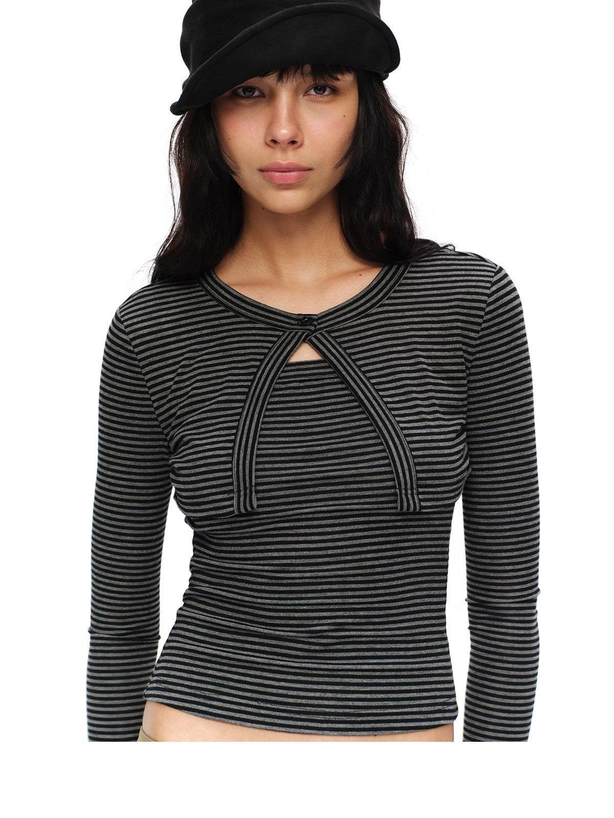 oinimi Faux Layered Slim Fit French Knit Women&