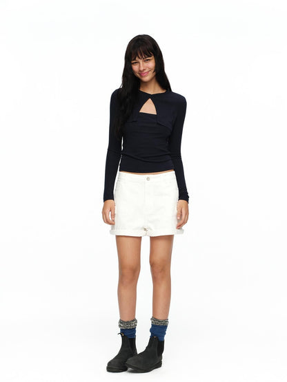oinimi Faux Layered Slim Fit French Knit Women&