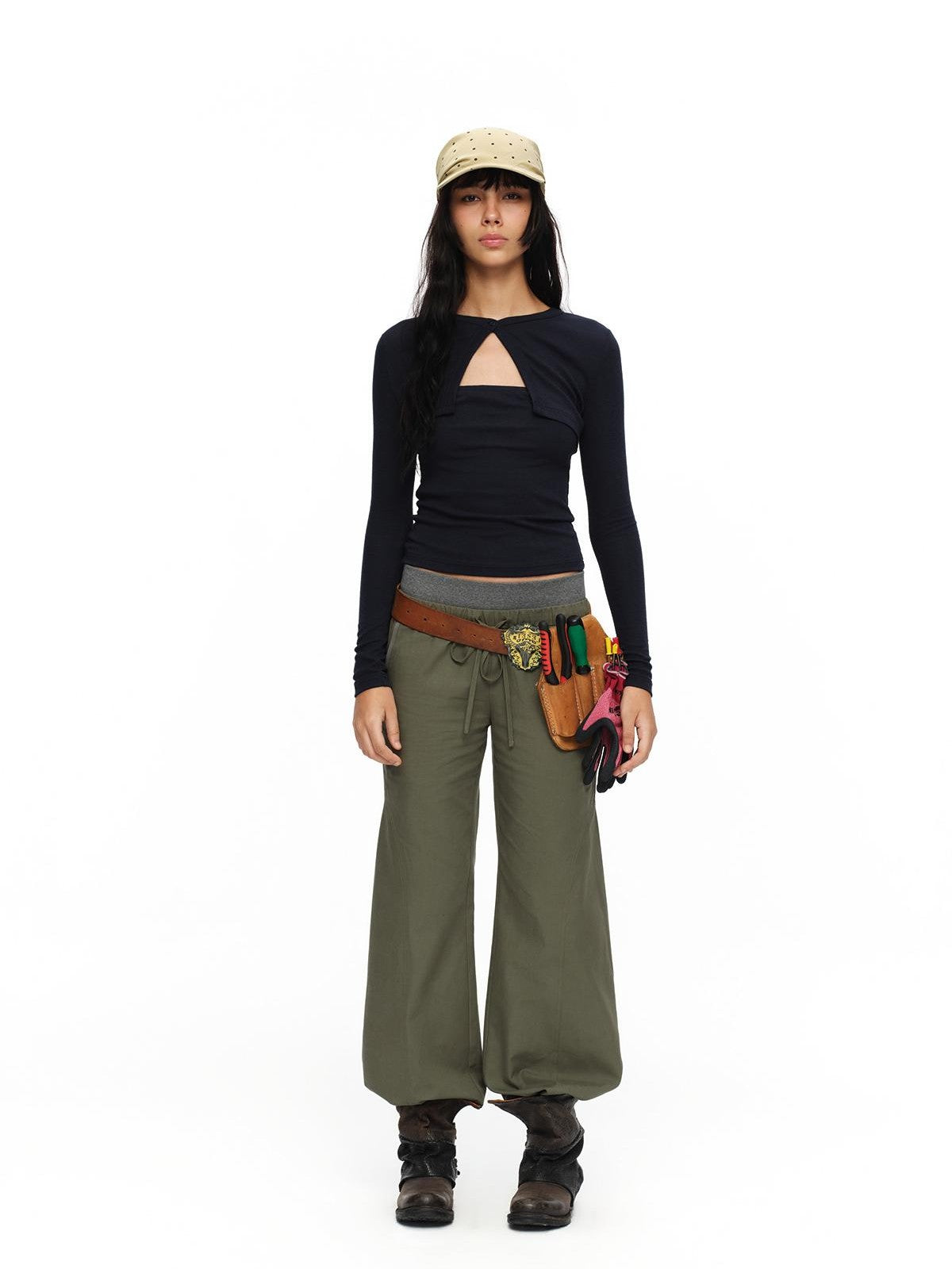 oinimi Faux Layered Slim Fit French Knit Women&