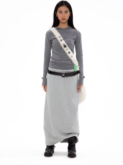 Faux Shearling Crossbody Bag With Buckle Closure