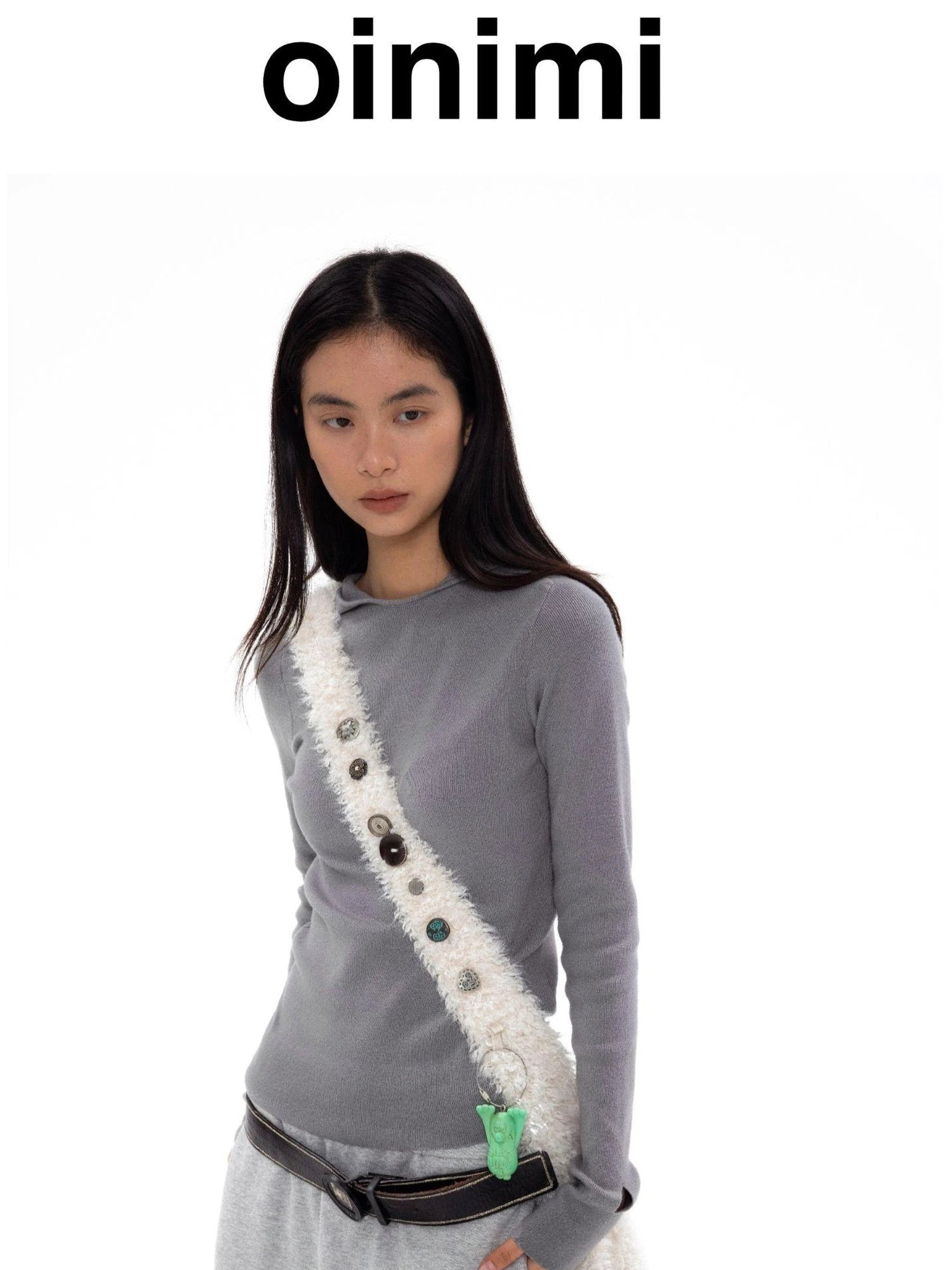 Faux Shearling Crossbody Bag With Buckle Closure