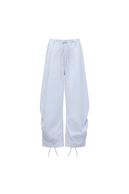 oinimi_Fine_Blue_Striped_Drawstring_Antiwrinkle_Women&