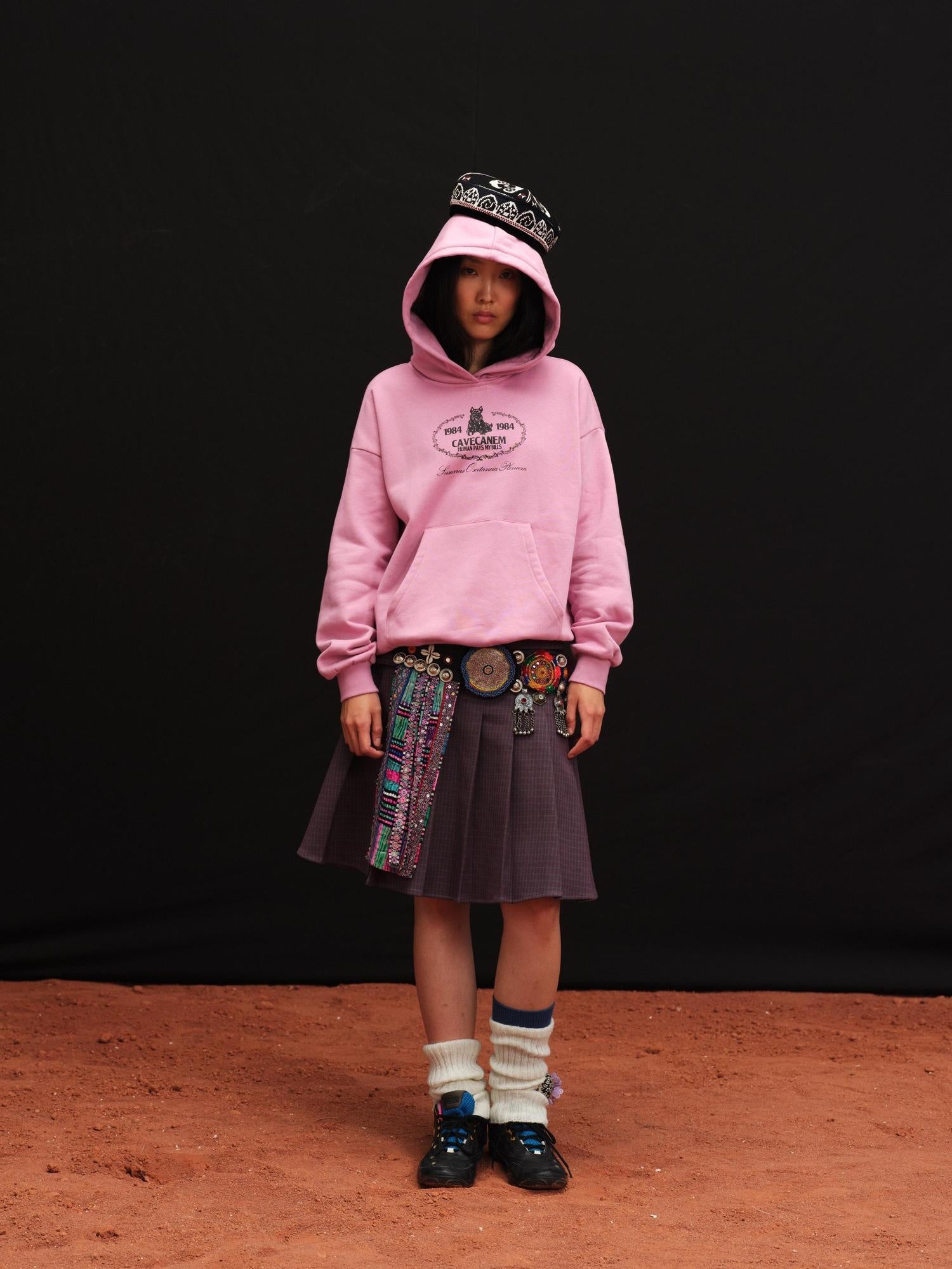 oinimi Fleece Lined 100 Percent Cotton Loose Hooded Pullover Rose Pink Hoodies