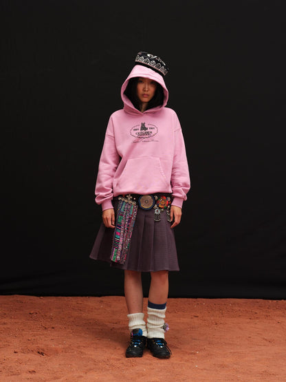 oinimi Fleece Lined 100 Percent Cotton Loose Hooded Pullover Rose Pink Hoodies