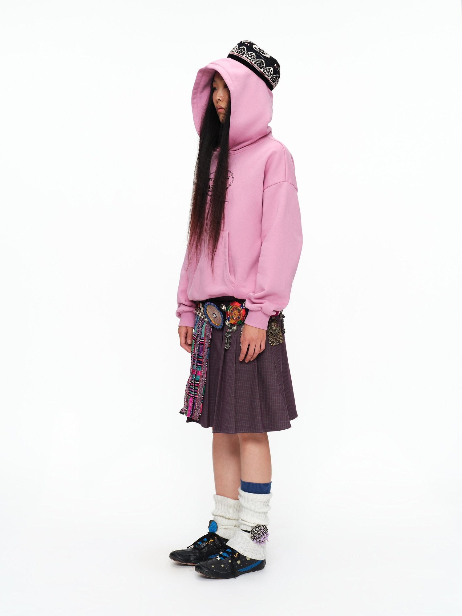 oinimi Fleece Lined 100 Percent Cotton Loose Hooded Pullover Rose Pink Hoodies