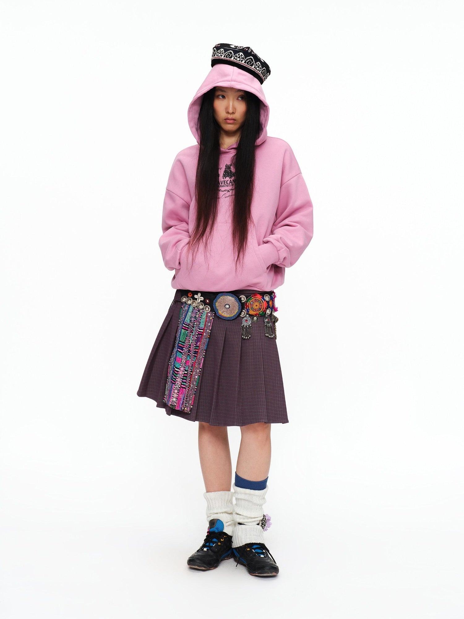 oinimi Fleece Lined 100 Percent Cotton Loose Hooded Pullover Rose Pink Hoodies
