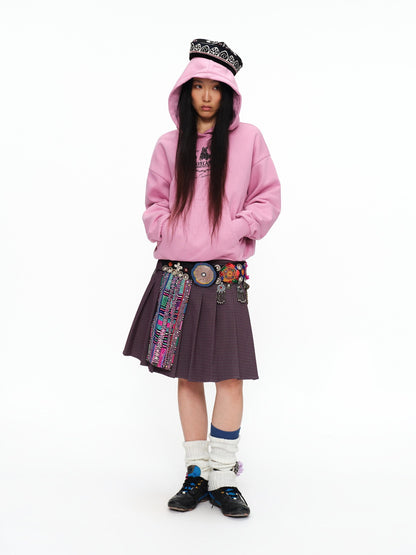 oinimi Fleece Lined 100 Percent Cotton Loose Hooded Pullover Rose Pink Hoodies