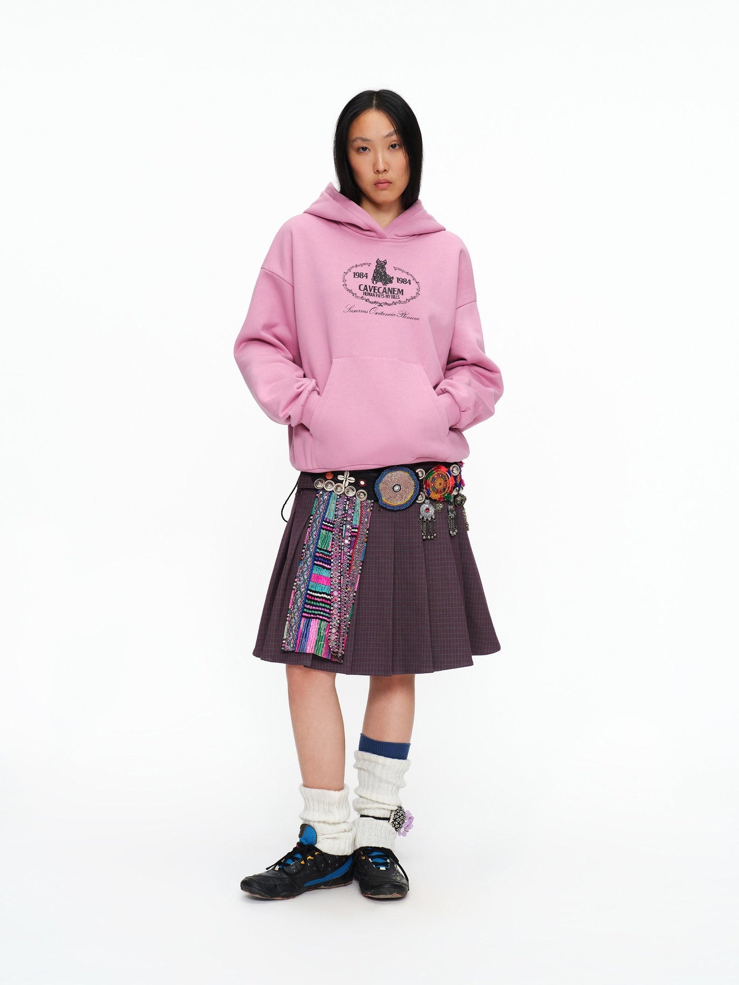 oinimi Fleece Lined 100 Percent Cotton Loose Hooded Pullover Rose Pink Hoodies