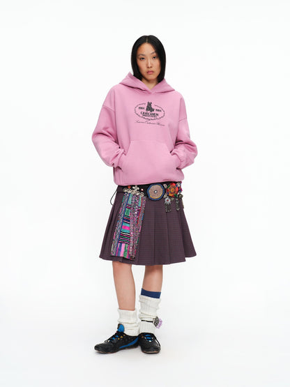 oinimi Fleece Lined 100 Percent Cotton Loose Hooded Pullover Rose Pink Hoodies