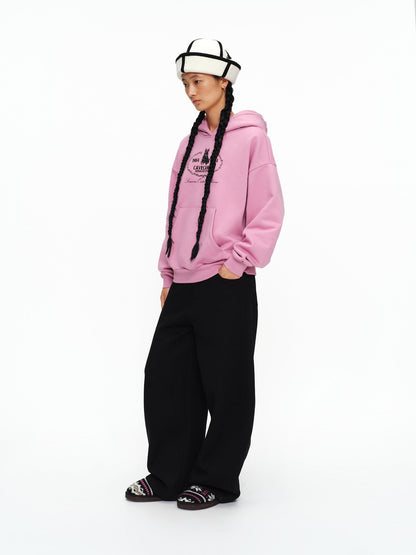 oinimi Fleece Lined 100 Percent Cotton Loose Hooded Pullover Rose Pink Hoodies