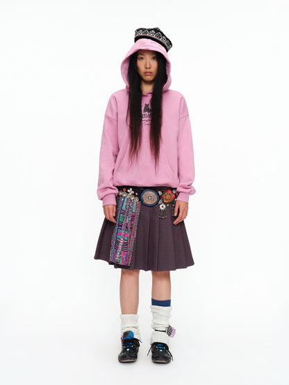 oinimi Fleece Lined 100 Percent Cotton Loose Hooded Pullover Rose Pink Hoodies