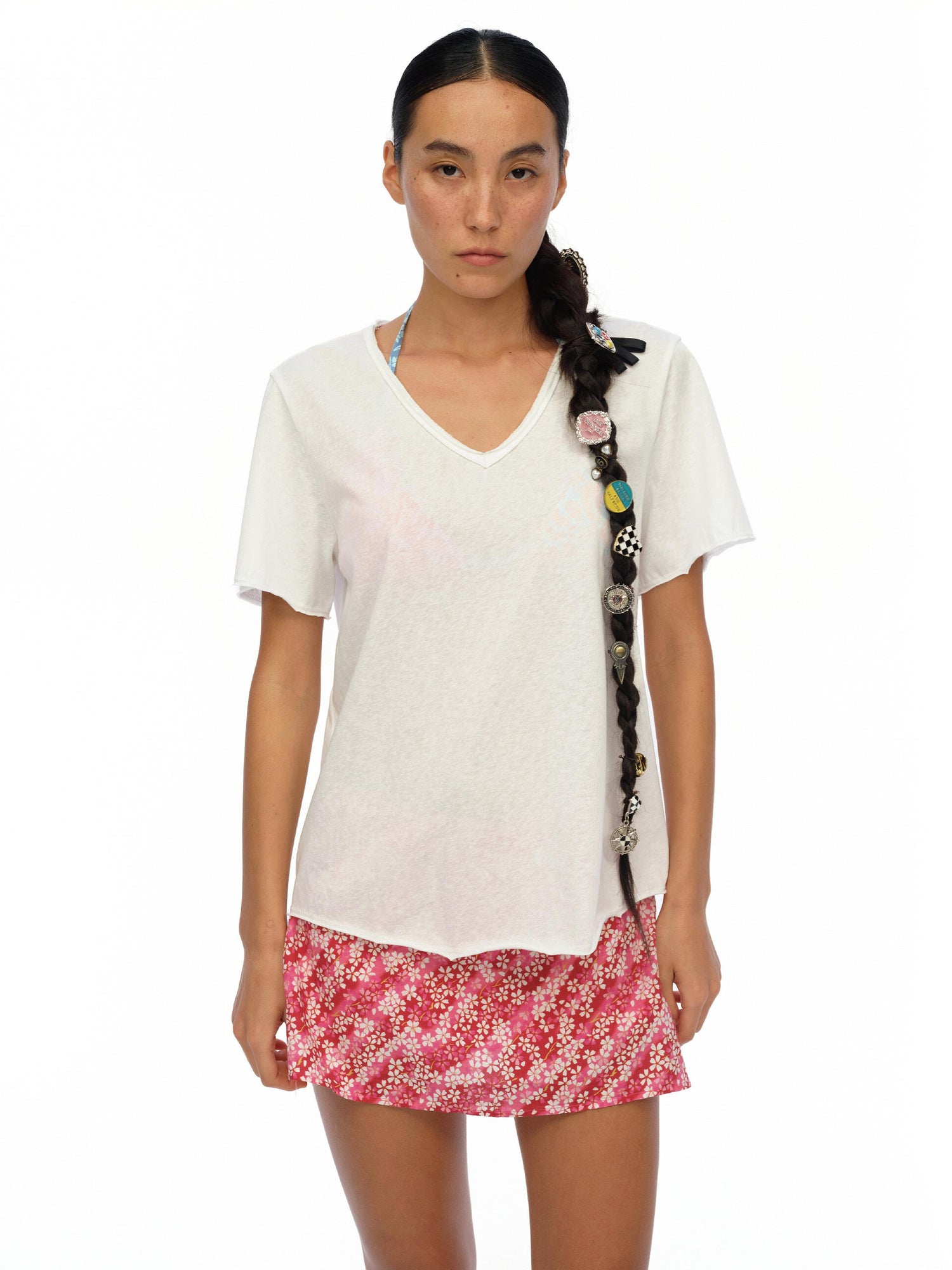 oinimi Floral Cotton Mini Skirt with Built In Shorts