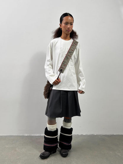 oinimi Fluffy Quilted Leg Warmers With Jacquard Ties For Layering