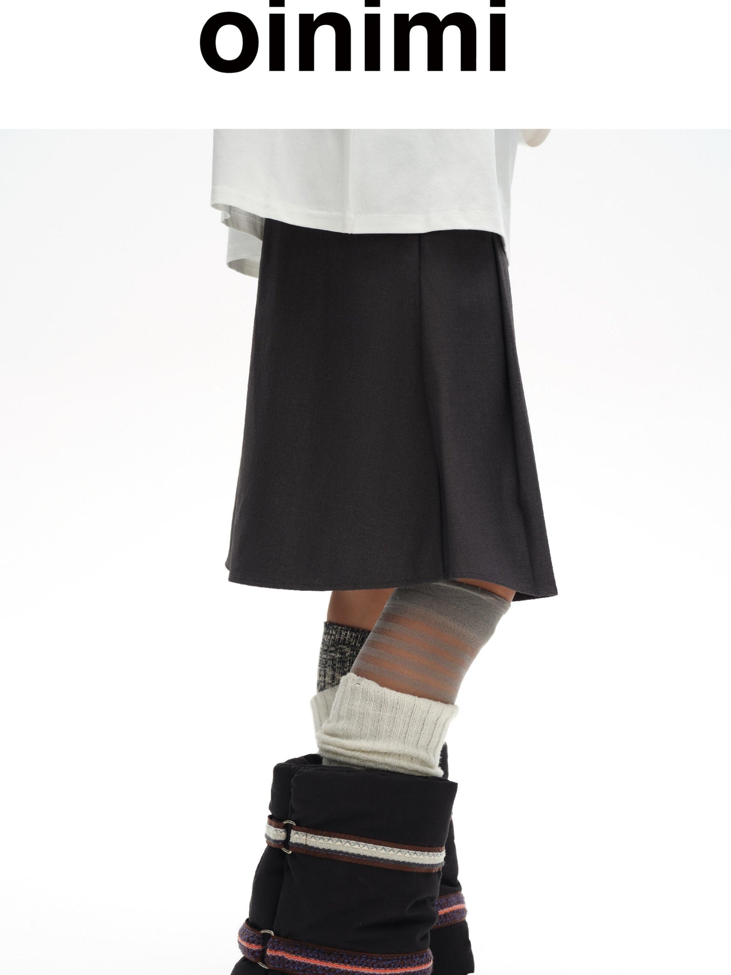 oinimi Fluffy Quilted Leg Warmers With Jacquard Ties For Layering