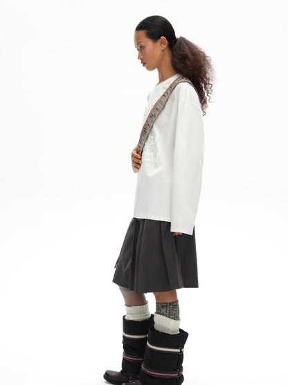 oinimi Fluffy Quilted Leg Warmers With Jacquard Ties For Layering
