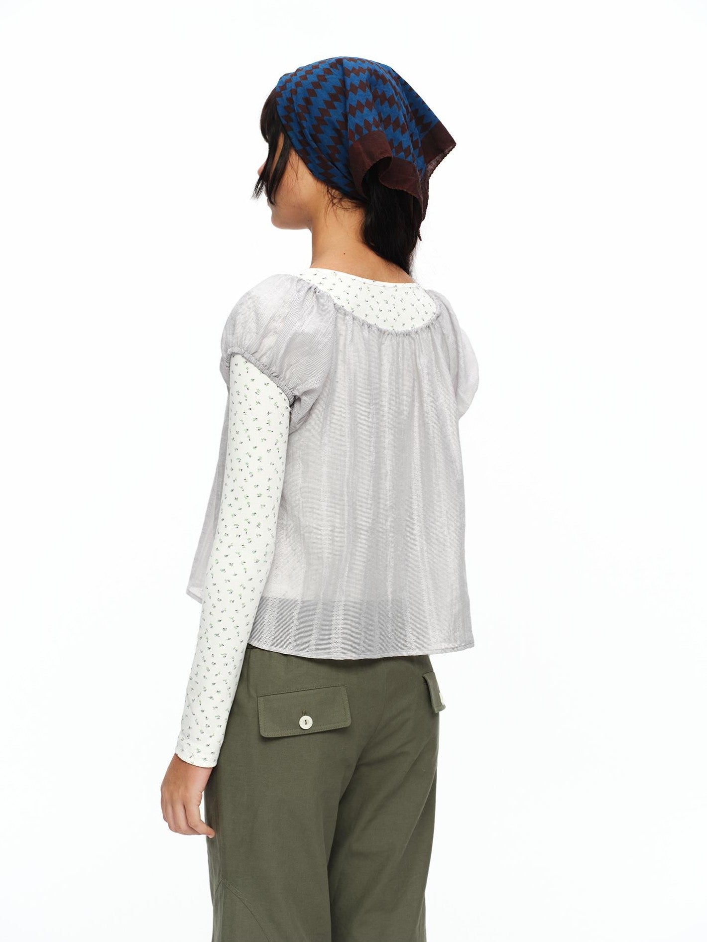 oinimi Forest Puff Sleeve Drawstring Square Neck Women&