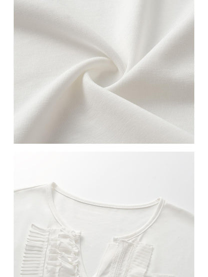 oinimi Frayed Lotus Lace Poet Tee French Pleat Long Sleeves