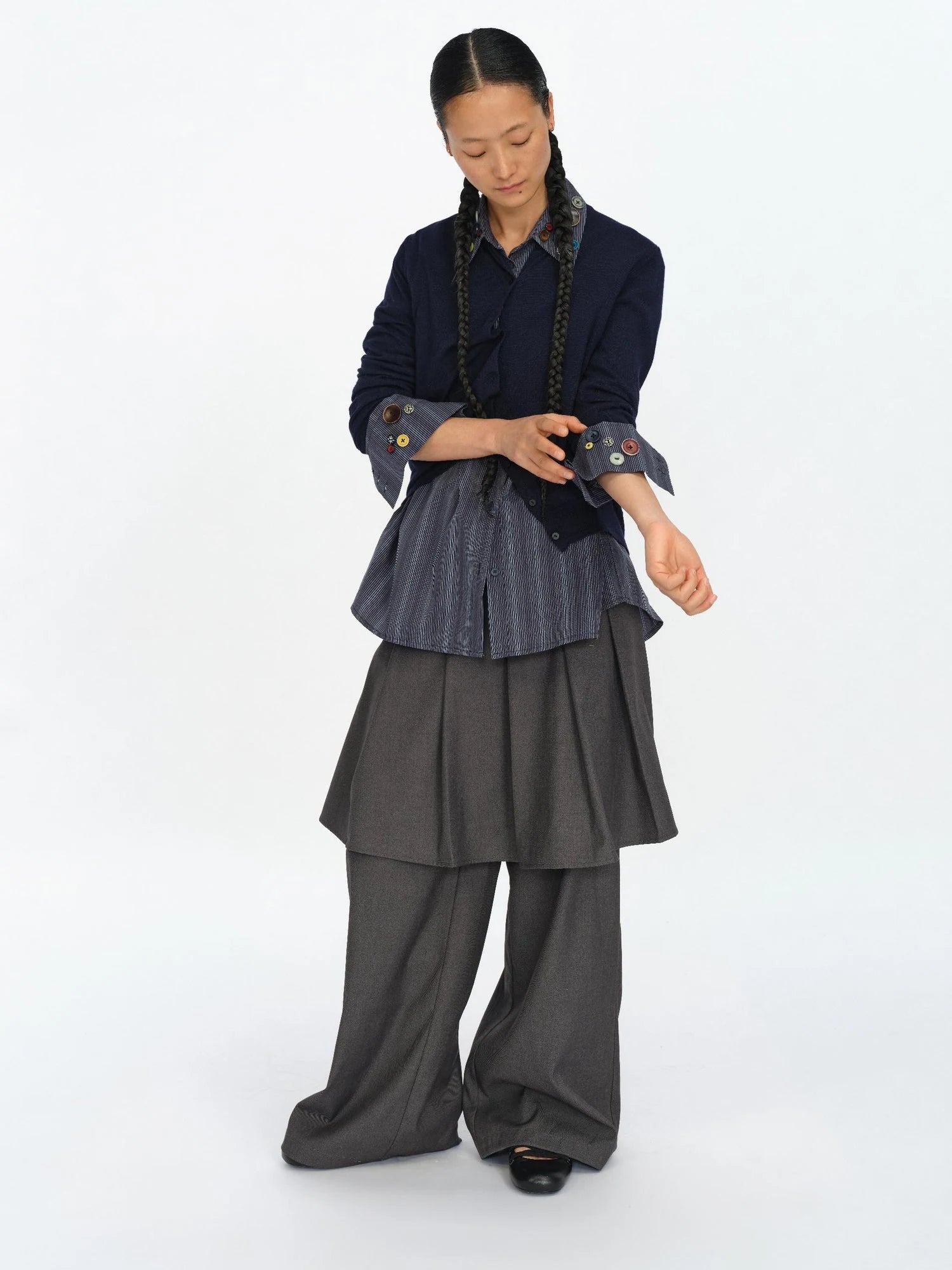 Fun Striped Button Down Shirt With Multiple Buttons