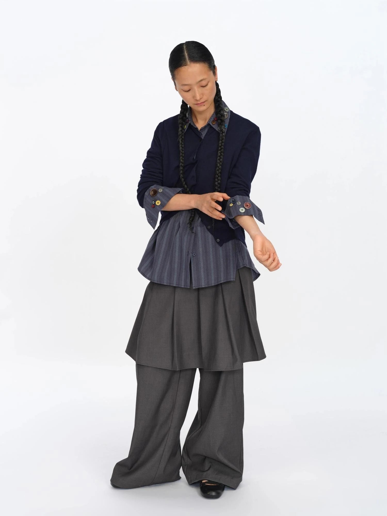 Fun Striped Button Down Shirt With Multiple Buttons