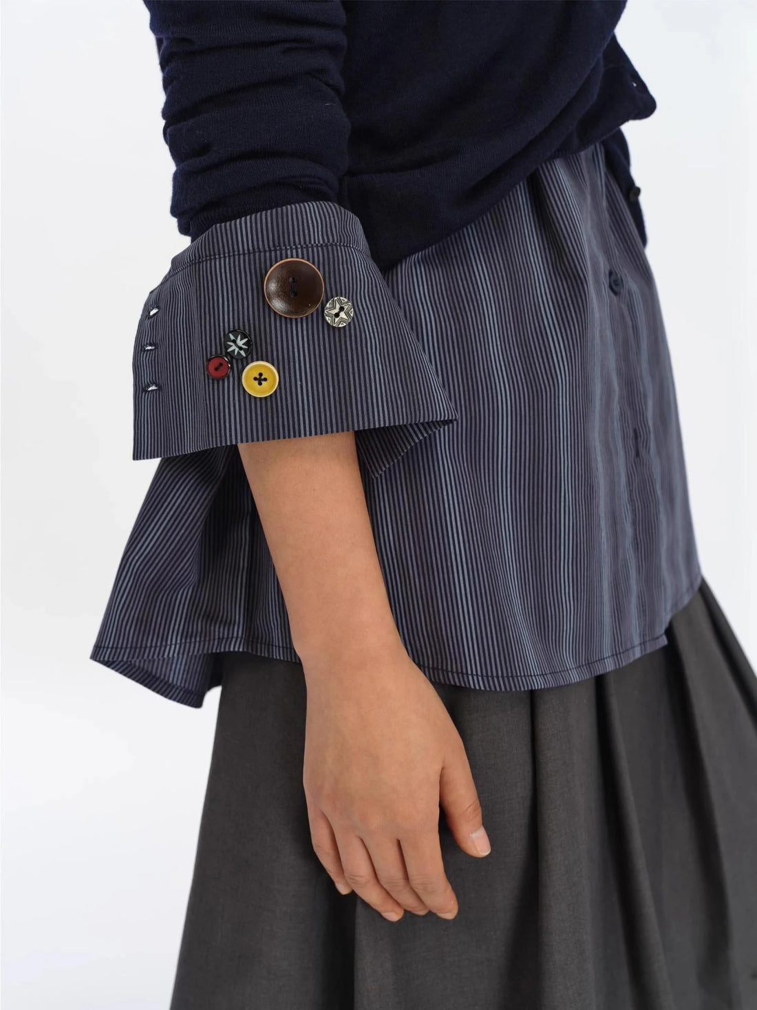 Fun Striped Button Down Shirt With Multiple Buttons