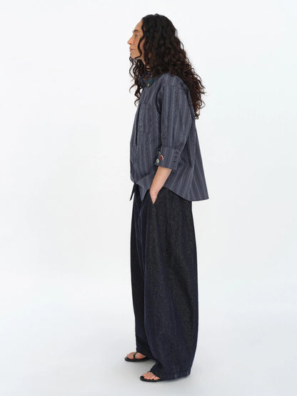 Fun Striped Button Down Shirt With Multiple Buttons