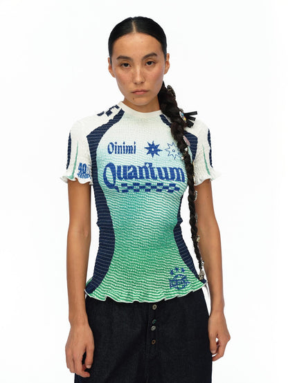 oinimi Gradient Ruched Retro Sport Print Drawstring Women&