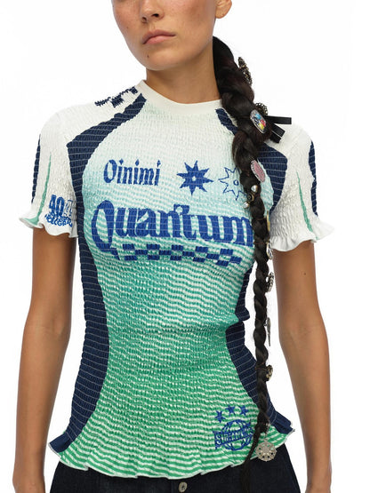 oinimi Gradient Ruched Retro Sport Print Drawstring Women&