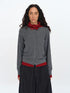 oinimi Gray Red Layered Collar Knit Cardigan