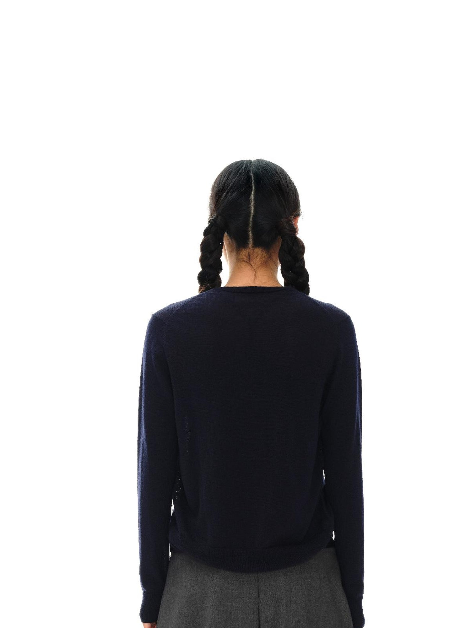 oinimi Grey Pleated Skirt With Double Layer Waistband