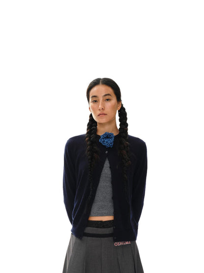 oinimi Grey Pleated Skirt With Double Layer Waistband