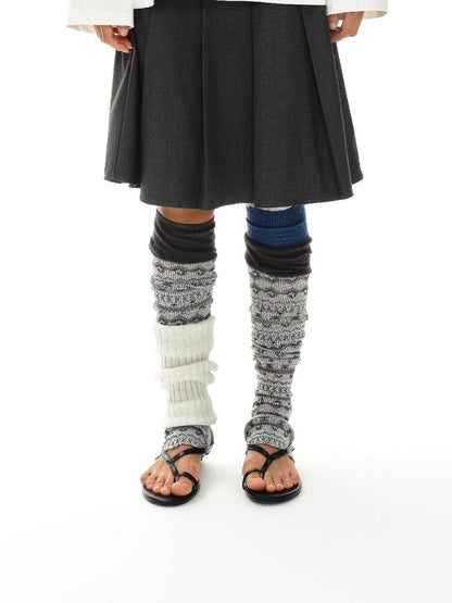 oinimi Grey Pleated Skirt With Double Layer Waistband