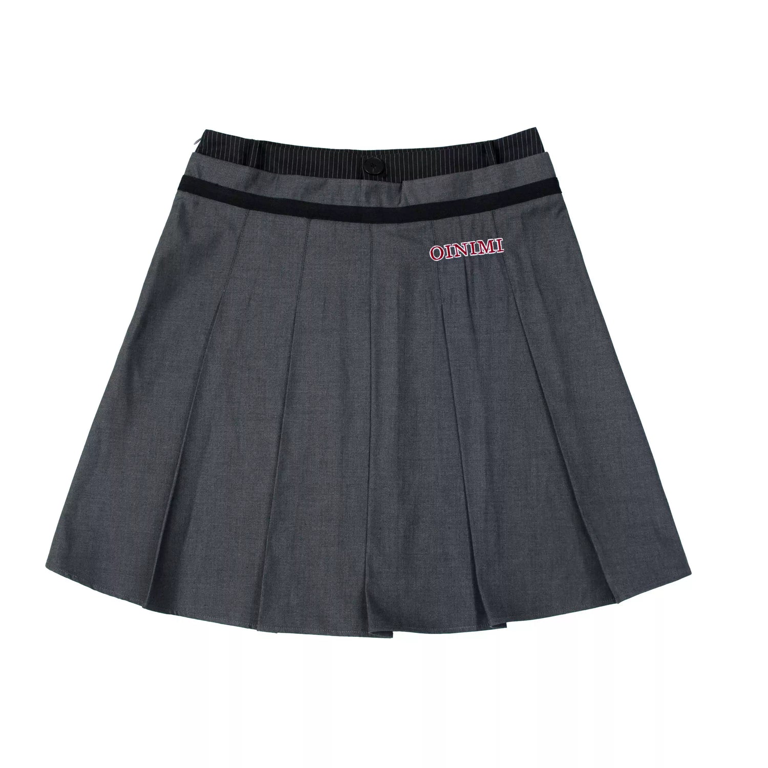 oinimi_Grey_Pleated_Skirt_With_Double_Layer_Waistband_MISSTT