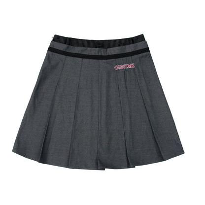 oinimi_Grey_Pleated_Skirt_With_Double_Layer_Waistband_MISSTT