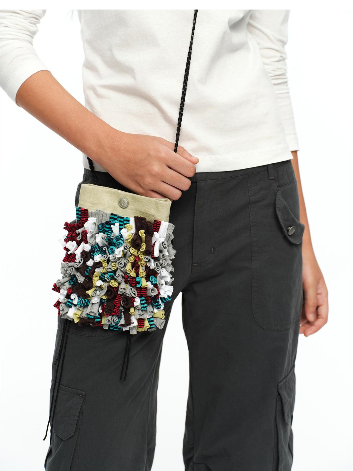 oinimi Handmade 3d Woven Color Block Crossbody Women&