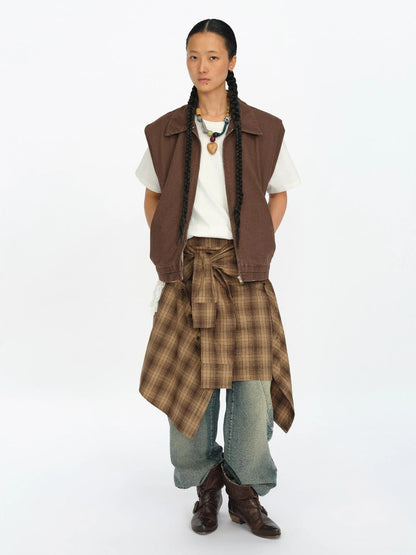 Handmade Patchwork Wood Heart Pendant Adjustable Necklace