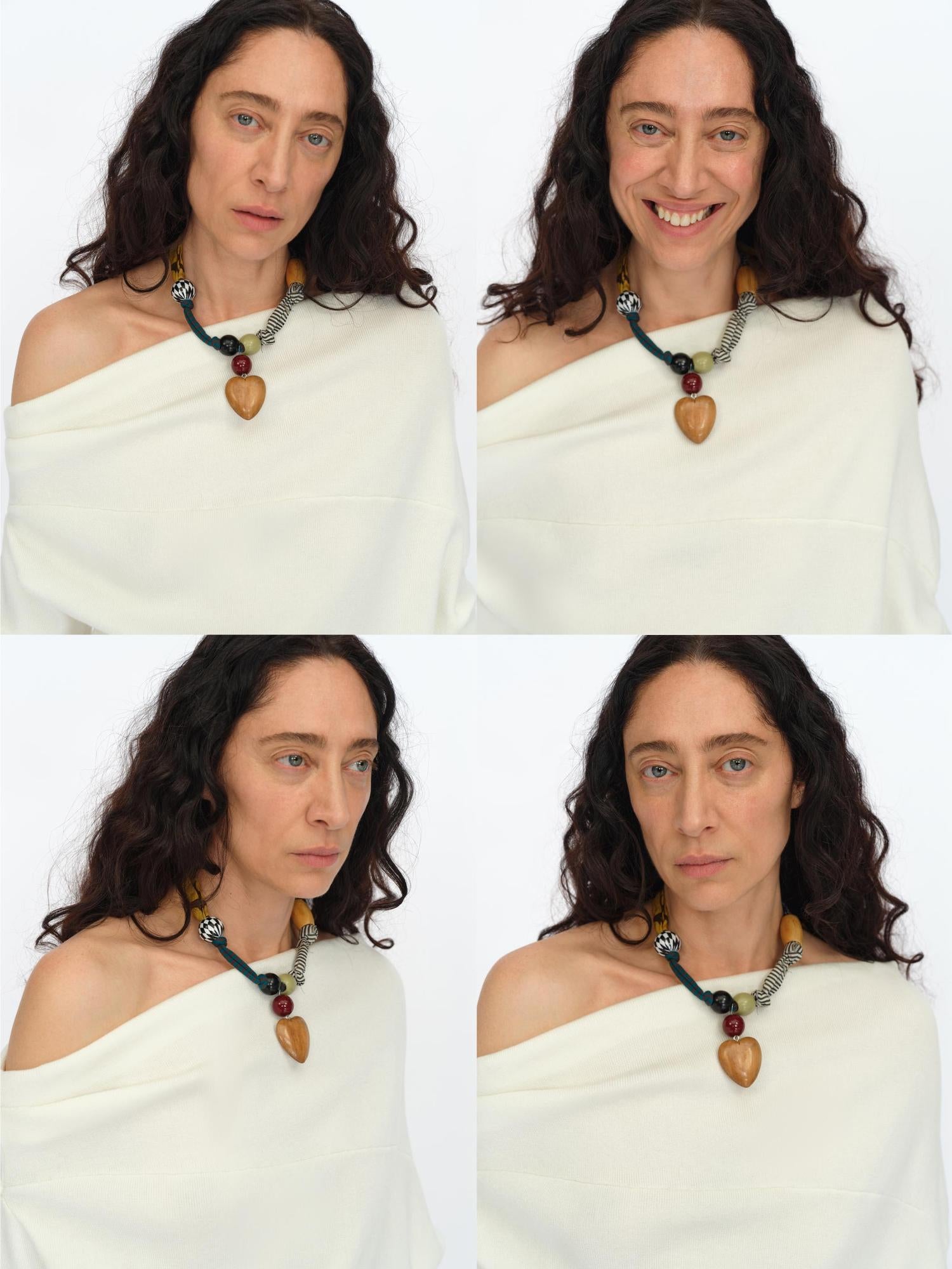 oinimi Handmade Patchwork Wood Heart Pendant Adjustable Necklace