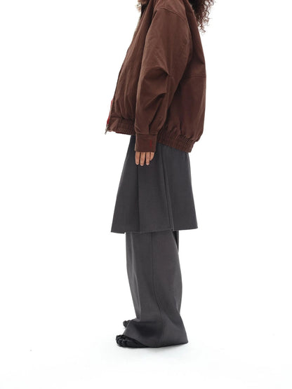 Harrington Jacket With Detachable Fur Collar And Multi Placket