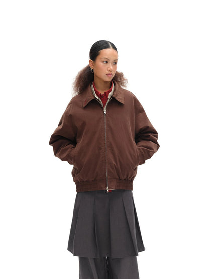 Harrington Jacket With Detachable Fur Collar And Multi Placket