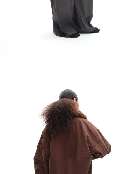 Harrington Jacket With Detachable Fur Collar And Multi Placket