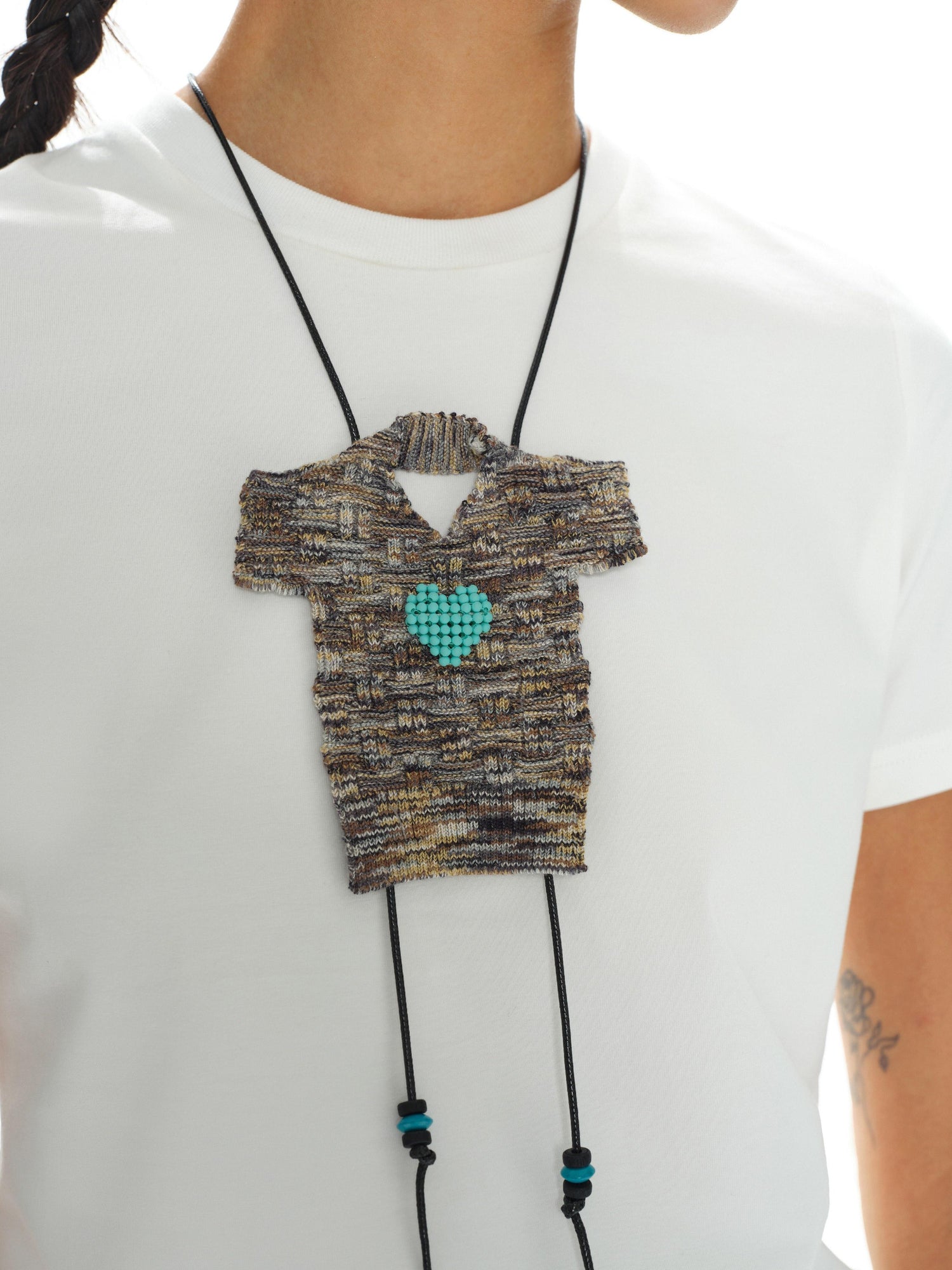 oinimi Heartfelt Beaded Sweater Chain Necklace