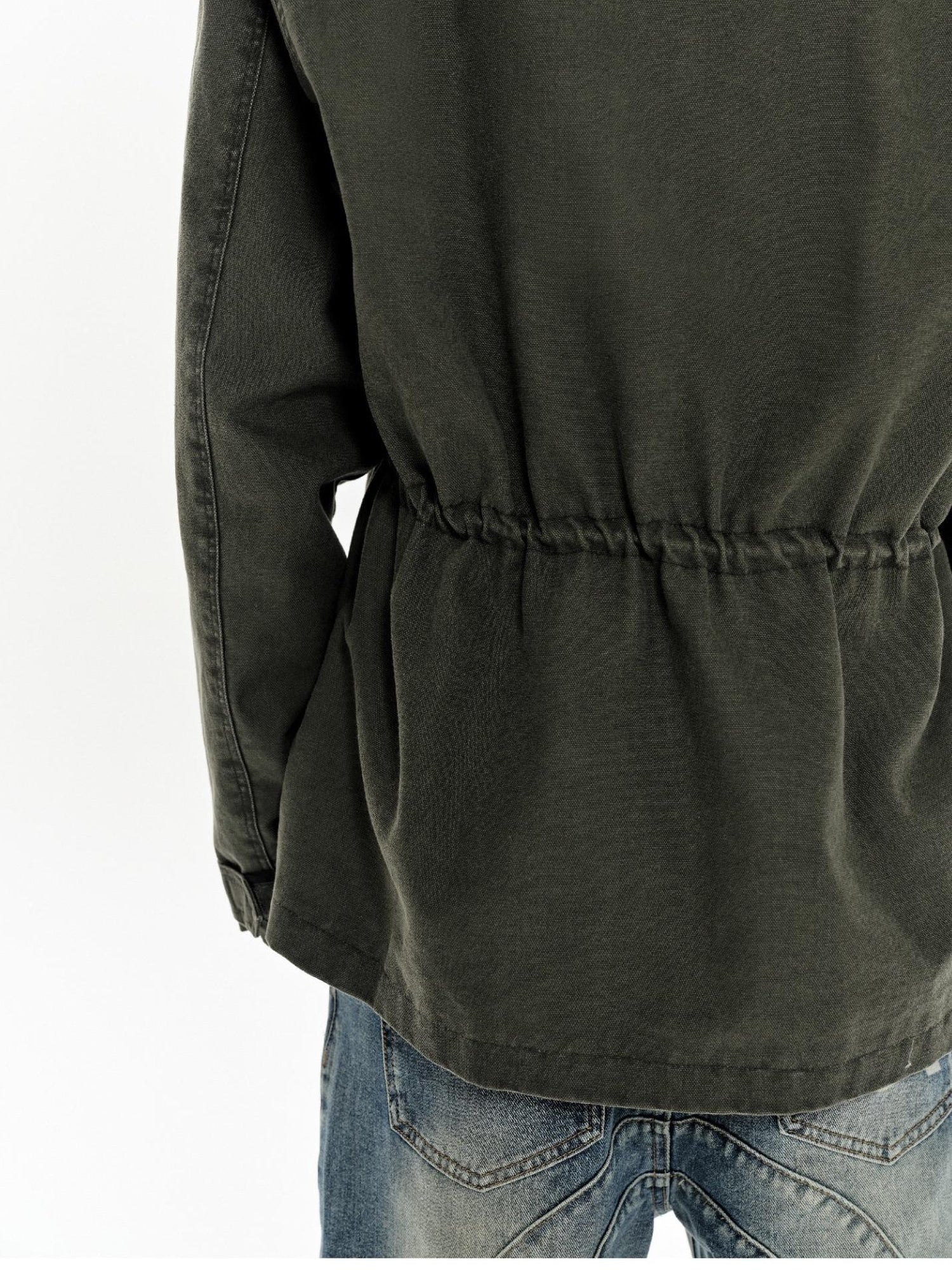 oinimi Heavy Washed Vintage Utility Jacket Parka Casual Outerwear