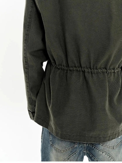 Heavy Washed Vintage Utility Jacket Parka Casual Outerwear