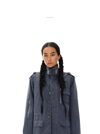 Heavy Washed Vintage Utility Jacket Parka Casual Outerwear