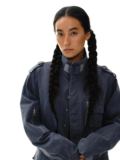 Heavy Washed Vintage Utility Jacket Parka Casual Outerwear