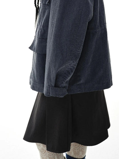 Heavy Washed Vintage Utility Jacket Parka Casual Outerwear