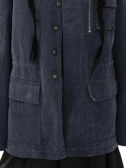 Heavy Washed Vintage Utility Jacket Parka Casual Outerwear