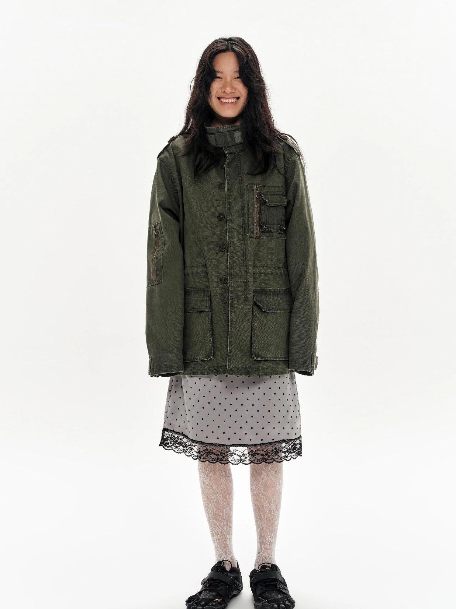 Heavy Washed Vintage Utility Jacket Parka Casual Outerwear