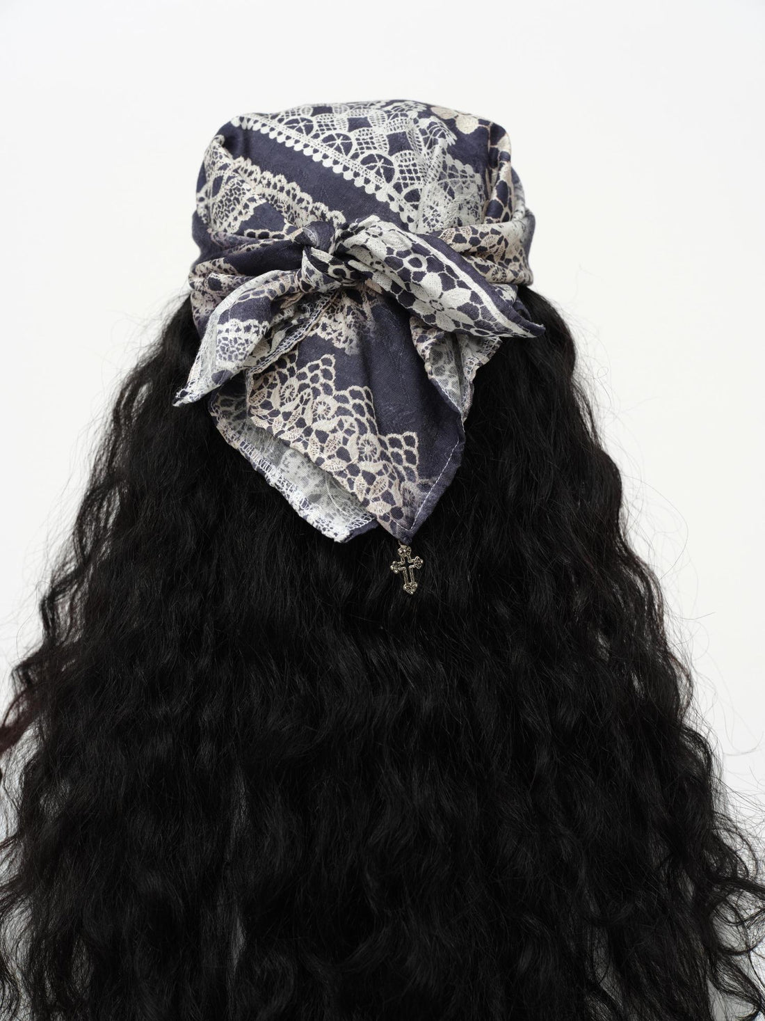 oinimi Lace Print Navy Teal Triangle Scarf Hat Adjustable Baseball Cap