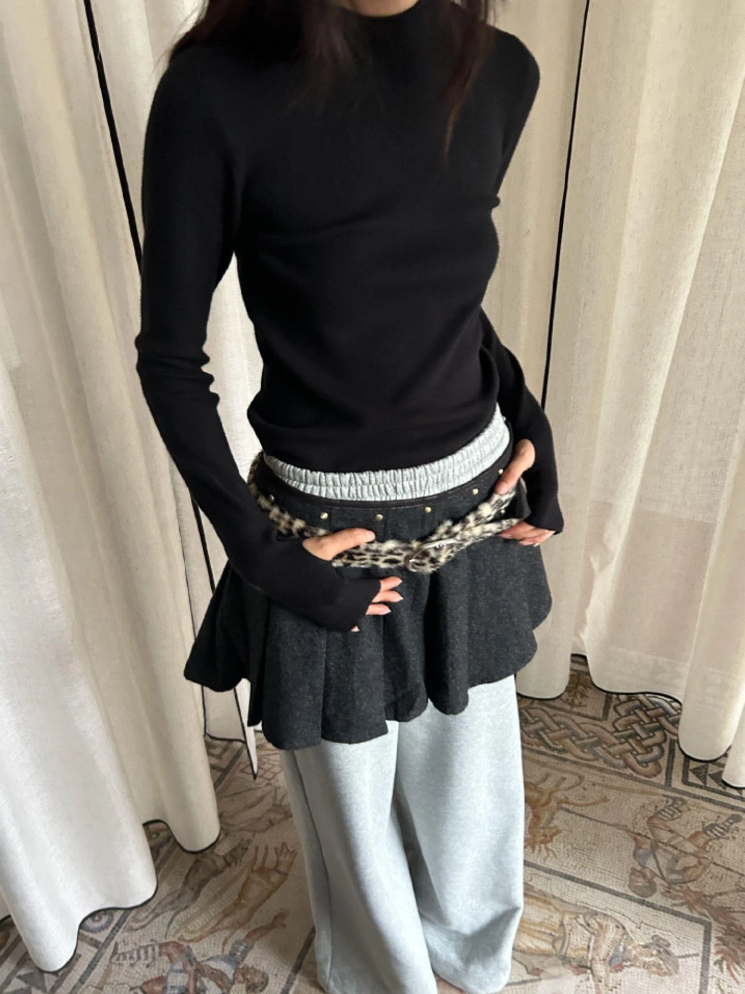 Leopard Print Gradient Faux Fur Belt