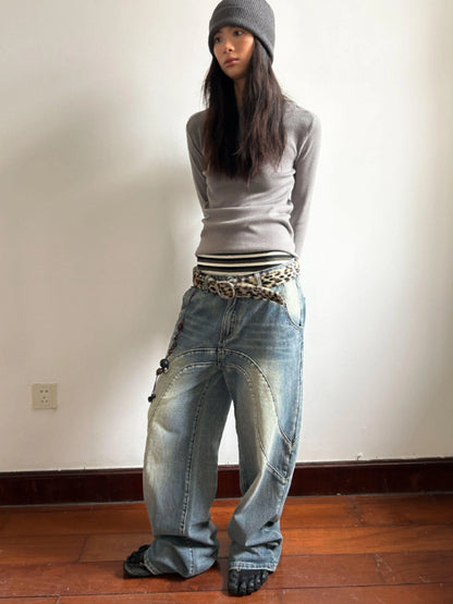 Leopard Print Gradient Faux Fur Belt